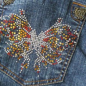Jeans lots of bling butterfly back pockets RVT brand size 11 junoirs
